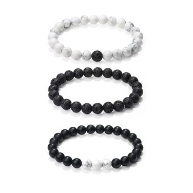 Чоловічі браслети з натурального каміння: тигрове око, лава, онікс, бірюза. Набір 3-4 шт.