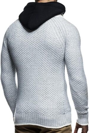 Чоловіча в'язана куртка Leif Nelson з відстібаною капюшоном та блискавкою - чоловічий кардиган з м'якого трикотажу для зими та літа XXL, бежево-сірий