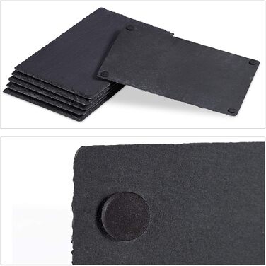 Relaxdays 24 x Slate Plates, 26 x 16 cm, for Serving & Labeling, Buffet, Serving Slate Rectangular, Anthracite