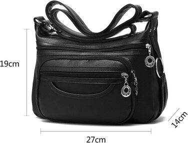 Сумка жіноча через плече NOTAG зі штучної шкіри, чорна: легка сумка-месенджер з декількома кишенями