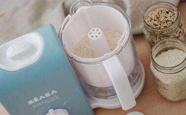 Beaba Пароварка-кухар для макаронів та рису, сумісна з Babycook Express, кошик для здорового приготування на парі, всі типи, об'єм 850 мл, білий