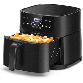 Електрична аерофритюрниця CROWNFUL 6,2 л XXL, 8-в-1, без олії, з LCD-екраном, антипригарний кошик, точне регулювання температури