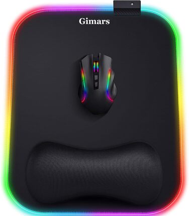 Килимок для миші ігровий Gimars RGB XXL 800x300x5mm з підсвічуванням 12 LED, водовідштовхувальна поверхня, протиковзкий гумовий низ, чорний