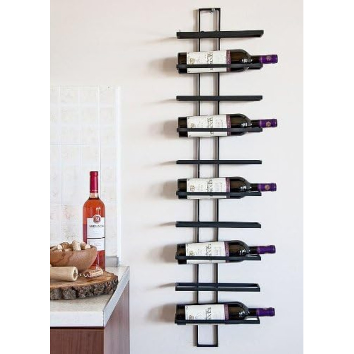 DanDiBo Wine Rack Bottle Shelf Metal Black Wall Mounted - This 116 cm (45.7 in) unit holds 10 bottles - Bottle Stand Bottle Holder