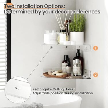 Настінні полиці Upsimples 4 шт. Білі, без свердління, 38 x 10 см, 2 способи кріплення, для ванної, спальні та кухні
