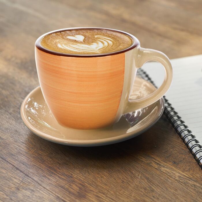 Набір з 6 керамічних чашок для еспресо Com-Four® об'ємом 125 мл - кольорові мокко-чашки ручної роботи для еспресо, мокко та рістретто (зелений/оранжевий/рожевий/синій/жовтий/сірий)