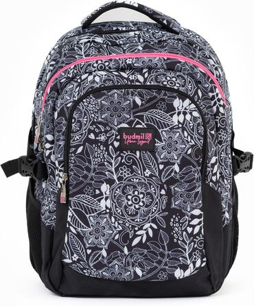 Ергономний шкільний рюкзак Budmil для хлопчиків та дівчаток 32L - для підлітків та дітей від 5 класу - водонепроникний, з 3 відділеннями та вентильованою спинкою, Edwin White Flower