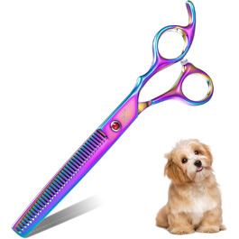 Професійна ножиця для грумінгу собак Chunker, ножиці для розрідження шерсті, нержавіюча сталь 440C, кольорова (Rainbow-thinning)