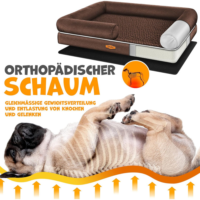 Ортопедичне ліжко для собак Lovpet® з подушкою та мискою, 3 іграшки, для малих, середніх та великих собак, знімний та пральний чохол, 91x71x22 см