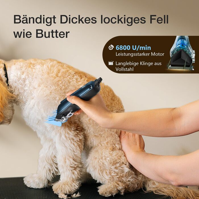 Професійна машинка для стрижки собак Leise - для густого та кучерявого хутра, блакитна