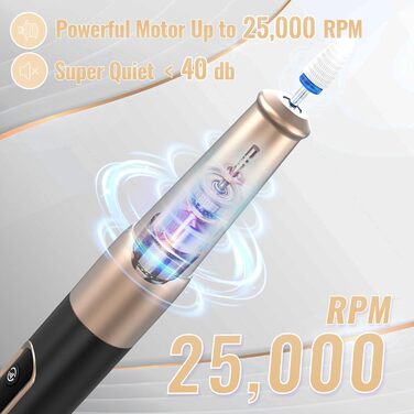 Електричний фрезер для нігтів Denabuty 12 в 1, USB, 25000 об/хв, 5 швидкостей, чорний (DN-2502Z)