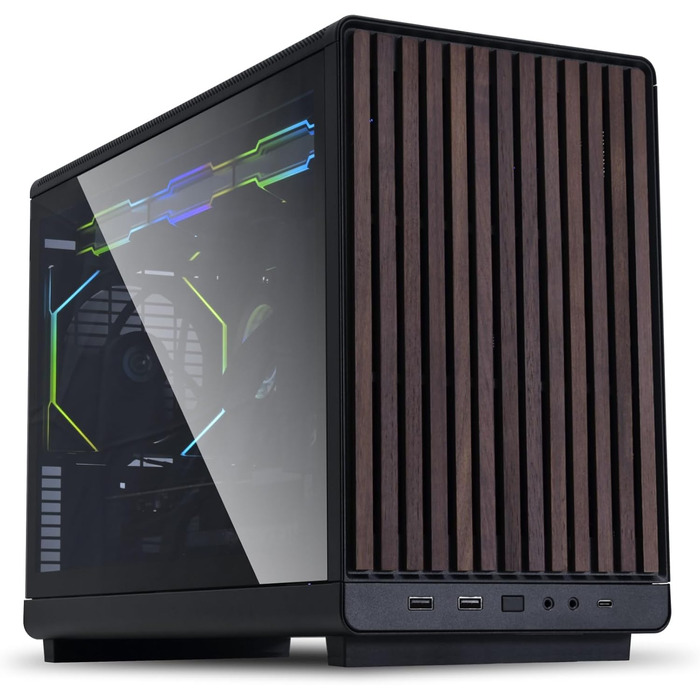 Корпус Lian Li DAN Cases A3 Wood Edition для ПК Micro-ATX з темперованим склом та дерев'яними вставками з чорного горіха