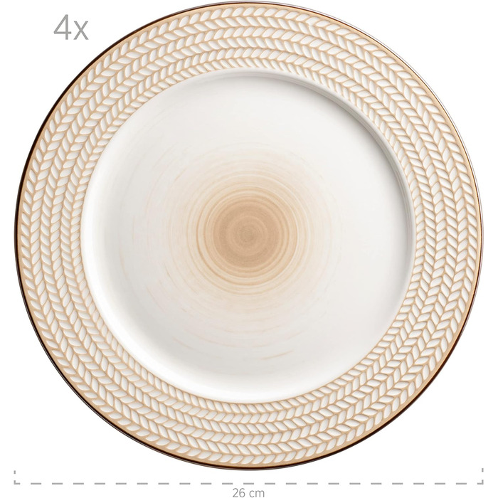 MÄSER Serie Prospero: 8-Piece Premium Tafelservice для 4 осіб (Gastronomie-Qualität), Білий, Durable Porzellan