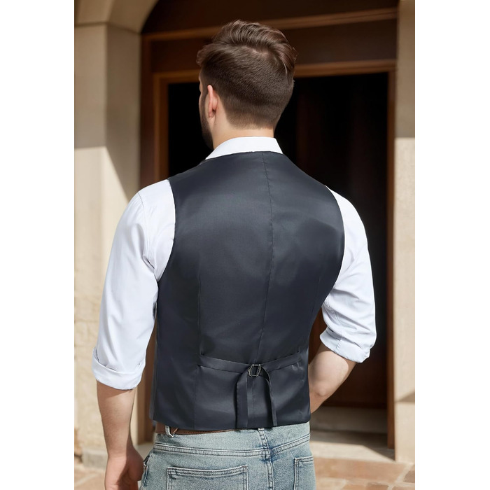 Жилет чоловічий HISDERN в стилі Herringbone, для весілля, формальний, твід, вовняний, класичний, базовий, розмір XL, колір вугільний