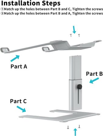 Підставка для ноутбука ALASHI, регульована, ергономічна, металева, чорна, 10-15.6 дюймів