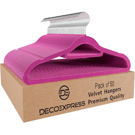 Плечики для одягу Deco Express з оксамиту, антиковзаючі, економія місця, набір (50 шт., рожеві)