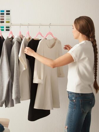 Вешалки для одягу HOUSE DAY, 20 шт. - вешалки з оксамиту, для костюмів, штанів, широкі, обертаються на 360°, рожеві