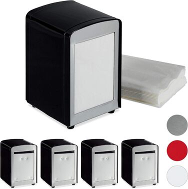 5 x Napkin Dispensers Retro, Metal, Small Restaurant Napkin Holders for Ice Cream Parlor, Cafe, Bistro, HBT: 15x9.5x11, Black