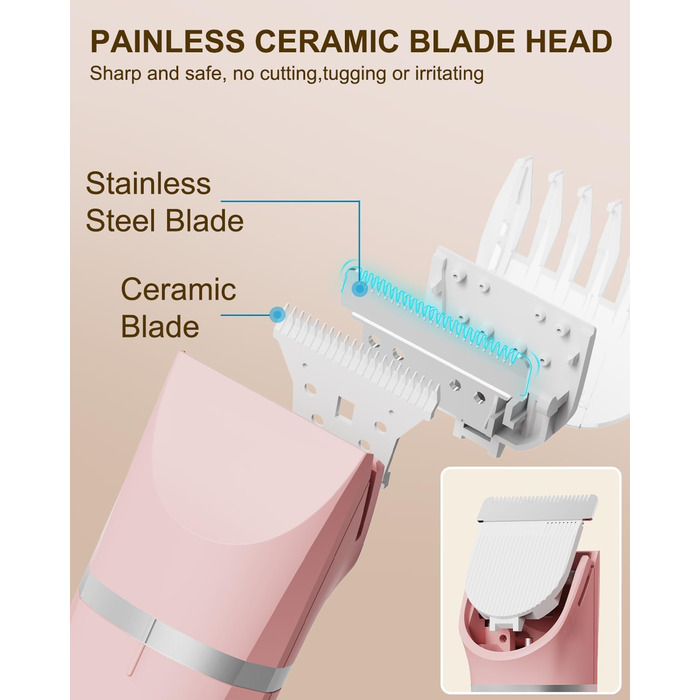 Електричний жіночий триммер для інтимної зони, рожевий. Бездротовий, водонепроникний для сухого та вологого гоління