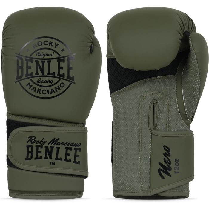 Боксерські рукавички BenLee з екошкіри, чорний (10 oz, Olive)