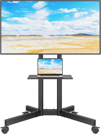 Підставка для телевізора BONTEC Mobiler TV-Wagen: регульована висота, VESA 600x400, до 55 кг, з полицею для ноутбука та кабельною організацією