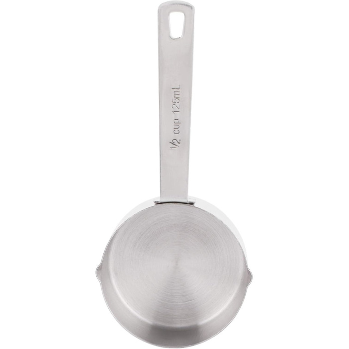 Stainless steel measuring cup 304, metal measuring spoons, baking measuring spoons with scale, cake measuring spoons for the kitchen, kitchen scale (size: 1/3 cup 80 ml) (1/2 cup 125 ml)