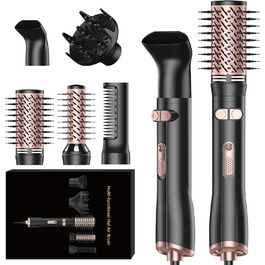 Мультистайлер для волосся 5 в 1: фен-щітка, плойка, об'єм, локони, 1000W, золото