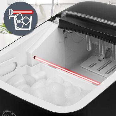 Машина для приготування льоду Duronic ICM12 BK – автоматична, чорна, 12 кг/24 год, 1 л резервуар, тихий компресор 54 дБ, 120 Вт