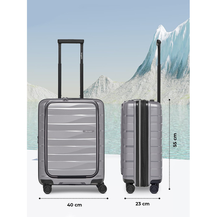 Чемодан середнього розміру з жорстким корпусом | Розкладний валіза-тележка 45 x 27 x 66 см з високоякісного поліпропілену | Унісекс, вага 3,7 кг | Подвійні колеса & TSA-замок (для подорожей) | Відсік для ноутбука (55 см)