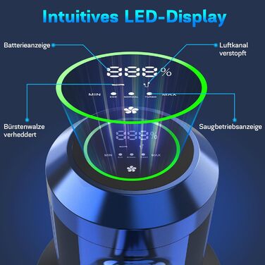 Бездротовий пилосос Nigecue 550W з акумулятором, 45000Pa, 60 хвилин роботи, Smart-дисплеєм, антизаплутувальною щіткою та контейнером 1.5L. Ідеально підходить для твердих підлог, килимів та видалення шерсті тварин.