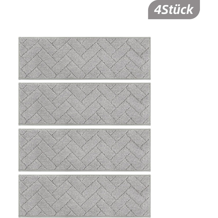 Килимки на сходи BEQHAUSE, антиковзні, 22x70 см, сірі (4 шт.) - для дітей, літніх людей, домашніх тварин, машинне прання