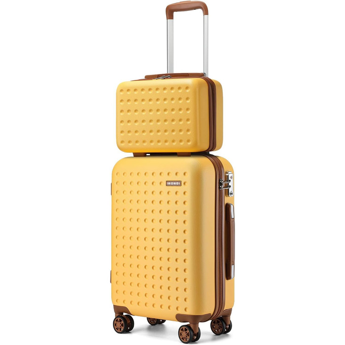 Чохол-валіза KONO з ABS-пластику, 65 x 42.5 x 25.5 см, з TSA-замком, білий, 24'M (жовтий, косметичка+20')