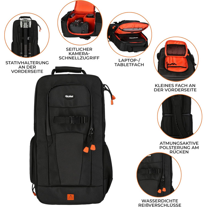 Сумка-слінг Rollei Fotoliner Ocean для фотообладнання, чорна (з дощовиком)