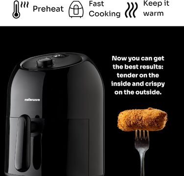 Фритюрниця повітряна MELLERWARE 1450W з скляним контейнером 4.5L, 9 програм, сенсорний дисплей, таймер 60 хв, для миття в посудомийній машині