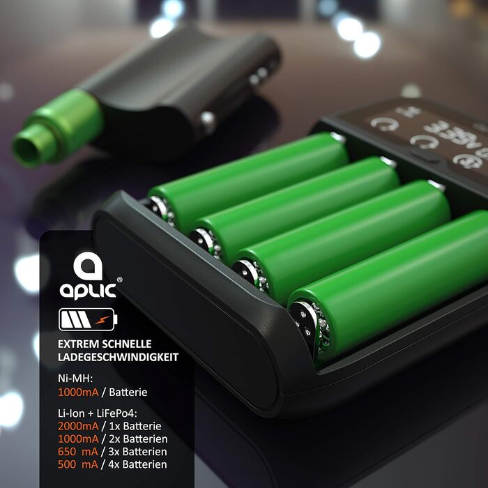 Інтелектуальний зарядний пристрій для акумуляторів CSL - для Li-ion, NI-MH, NI-Cd, LiFePo4, 18650, AA, AAA