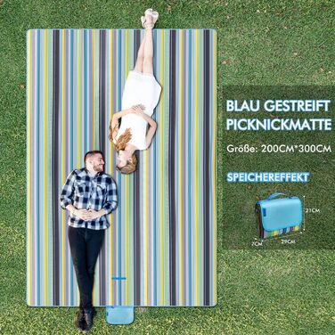 Плед для пікніка Muyans 200x300 см, XXL, водонепроникний, складний, з ручкою для саду, пляжу, кемпінгу