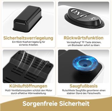 М'ясорубка електрична AMZCHEF для дому з 3 насадками, пристроєм для ковбас та набором для куббе | Ідеально для фаршу, ковбасок та домашньої кухні (біла)