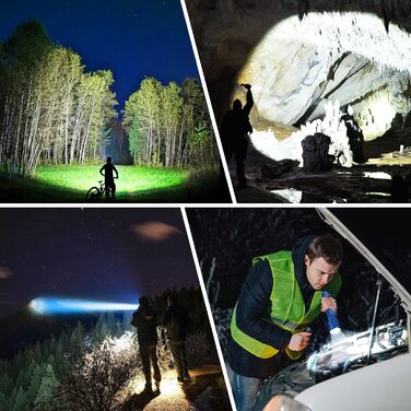 Ліхтарик Blukar LED акумуляторний, надзвичайно яскравий, з регулюванням фокусу, 5 режимів, водонепроникний IP67, для кемпінгу, туризму, риболовлі та надзвичайних ситуацій (Блакитний)