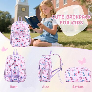 Дитячий рюкзак RAVUO для дівчаток та хлопчиків, шкільний рюкзак з нагрудним ремінцем, милий рюкзак з єдинорогом/динозавром для дітей 3-8 років, рюкзак для дошкільнят/1 класу, рюкзак з метеликом