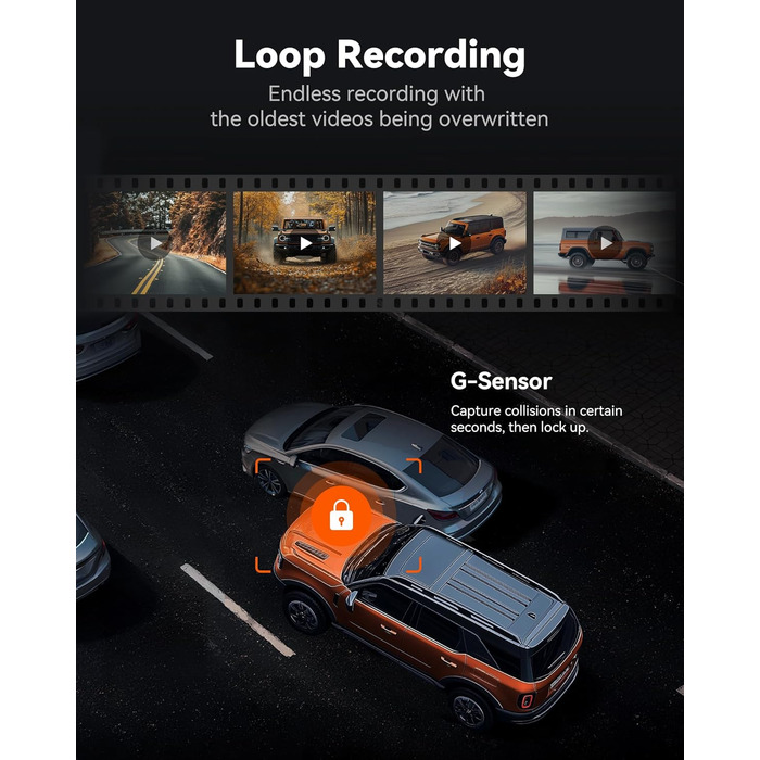 WOLFBOX Dashcam G840S 4K: Дзеркало-відеореєстратор з камерою заднього виду, WiFi, IPS-екран, GPS, 32GB, G-сенсор, Park Mode