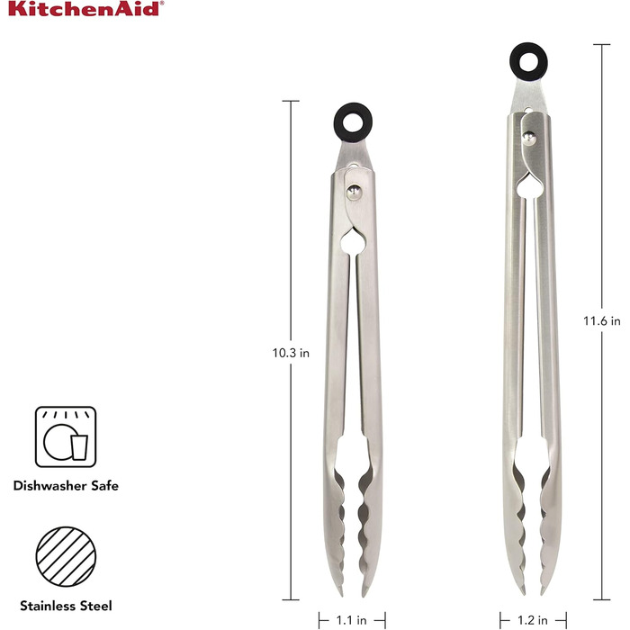 KitchenAid Universal Kitchen Tongs, Stainless Steel, 2-Piece