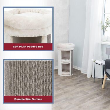 Двоповерховий котячий комплекс TRIXIE Mexia сірого кольору, 39 x 39 x 73 см