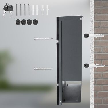 Поштовий ящик Monzana XXL з газетницею та оглядовим вікном, сталевий, антрацит, з ключем (2 ключі), для настінного монтажу