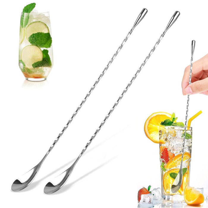 Набір барних ложок для коктейлів з нержавіючої сталі, 30.5 см, з спіральним візерунком