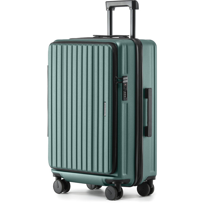 Чемодан розкладний з жорсткою обшивкою, верхня панель відкривається, компресійний ремінь та додатковий простір | Зносостійкий, еластичний, стійкий до подряпин, легкий (L-65см, темно-зелений)