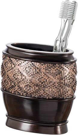 Creative Scents Brown Bathroom Accessory Set, 4-Piece Bathroom Decor Set, Decorative Bathroom Set with Soap Dispenser, Soap Dish, Tumbler, and Toothbrush Holder for Vanity Countertop