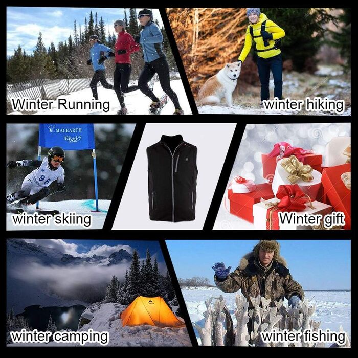 PROSmart Тепла жилетка з флісу, USB акумулятор, унісекс, чорний (M)