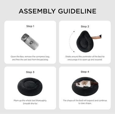 Кругле ліжко для котів та маленьких собак BEDSURE - Ø 60 см, м'яке, миється