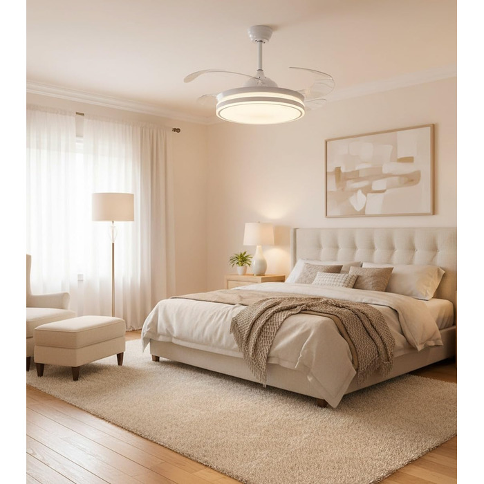 Вентилятор стельовий Bel Air Asgard 108 см з LED підсвіткою, дистанційним керуванням та зимовим режимом (білий)