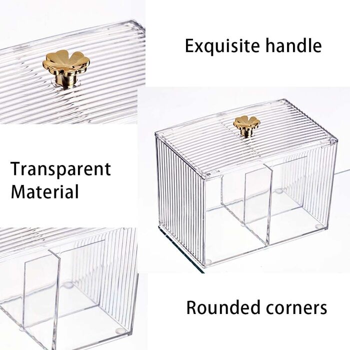 Контейнер для ватних паличок та дисків, органайзер для ванної кімнати, прозорий, 2 шт.